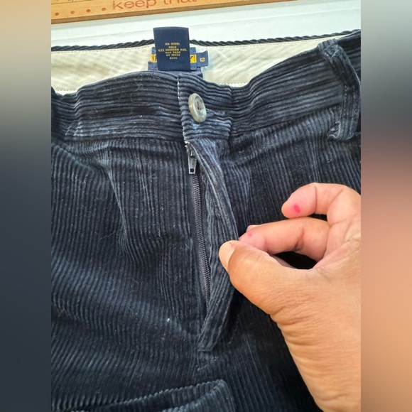 Ralph Lauren Sz12 Rugby Corduroy Pants Zipper Ankle Flat Front Women’s Navy Blue - Picture 4 of 12